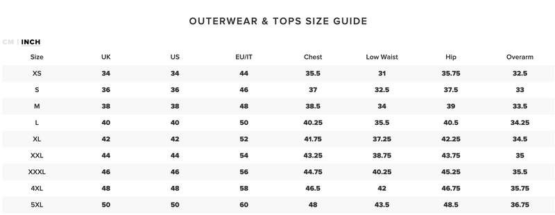Belstaff size shop chart women's